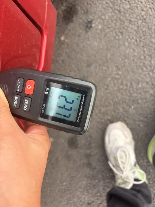 Paint depth reading, 2017 Honda Vezel